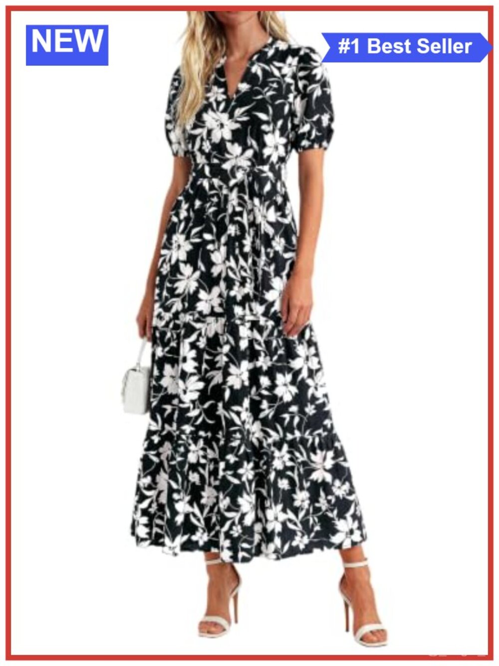 PRETTYGARDEN Women's Summer Floral Maxi Dress Boho V-Neck Belted